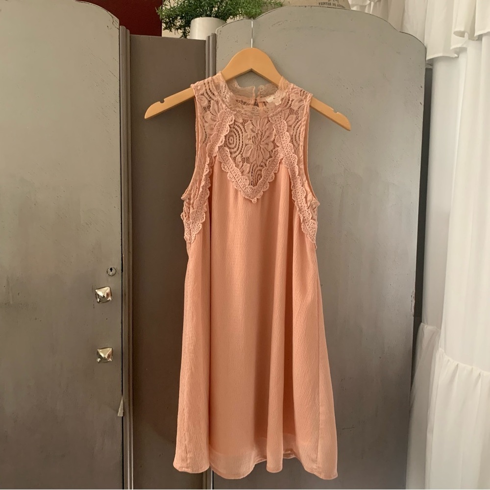 Entro Blush Lace Overlay Dress